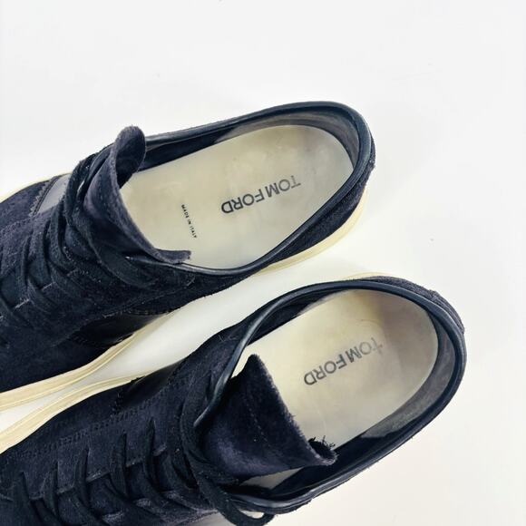 Tom Ford Cambridge Low-Top Sneakers In Suede Men Navy Blue Size 9.5 US Lace Up main image 5